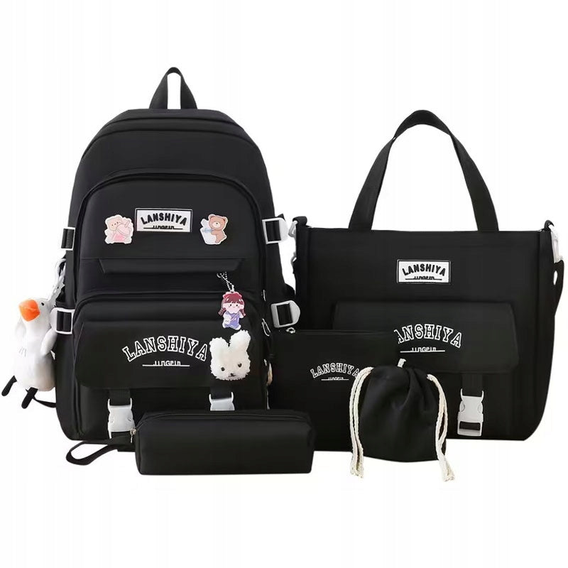 FASHIONABLE LARGE YOUTH SCHOOL BACKPACK PENCIL CASE SET + GIFT PENDANT