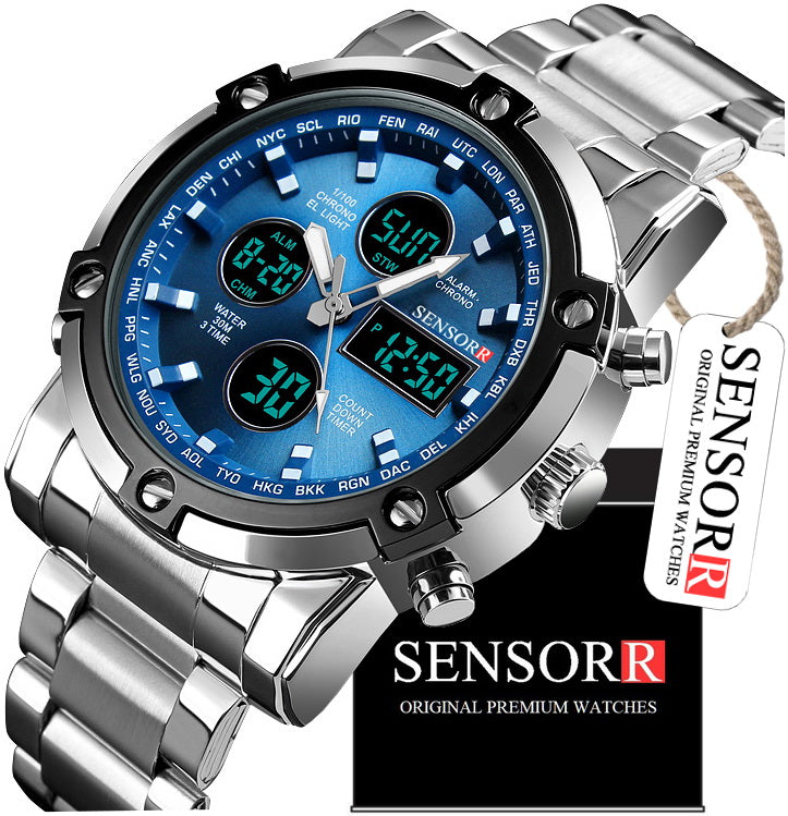 FASHIONABLE MEN'S WATCH ON BRACELET NEW MODEL 2024 SENSORR LED Steel 304