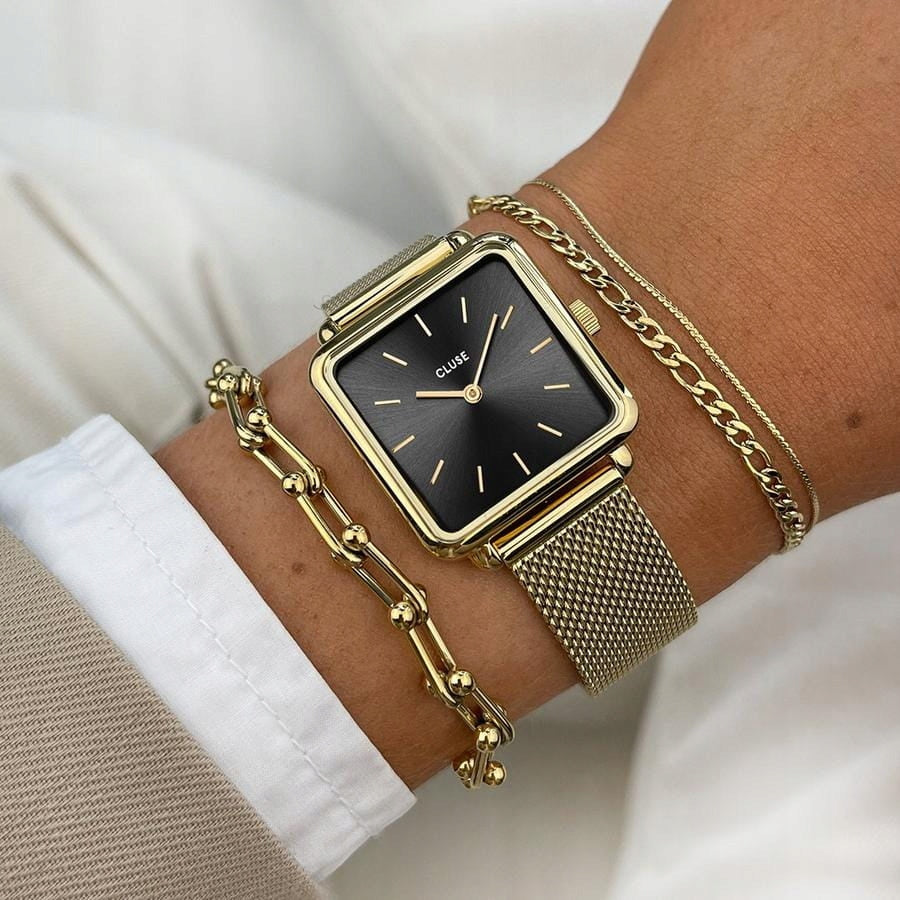 FASHIONABLE WOMEN'S WATCH CLUSE CW10308 LA TETRAGONE GOLD SQUARE MESH 29mm Packaging status original