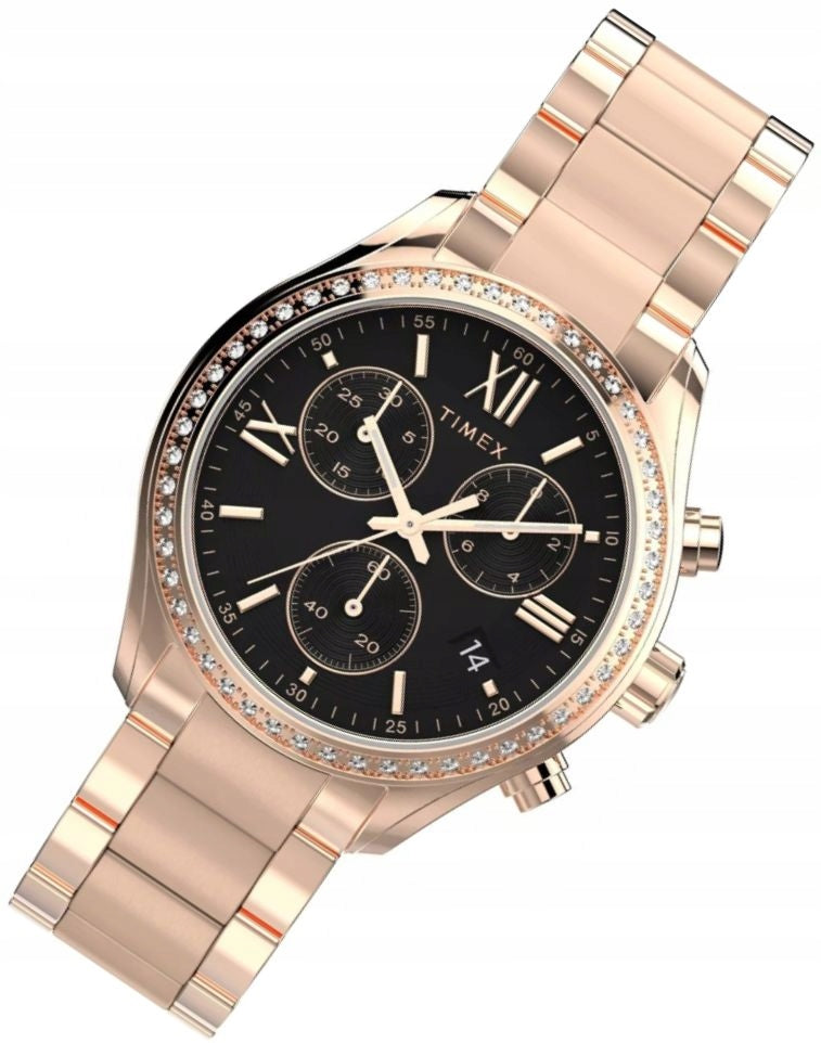 FASHIONABLE WOMEN'S WATCH TIMEX TW2W20100 CHRONO PINK-GOLD-BLACK 38mm Brand Timex