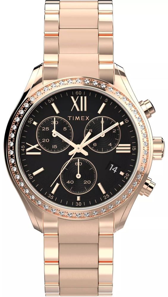 FASHIONABLE WOMEN'S WATCH TIMEX TW2W20100 CHRONO PINK-GOLD-BLACK 38mm