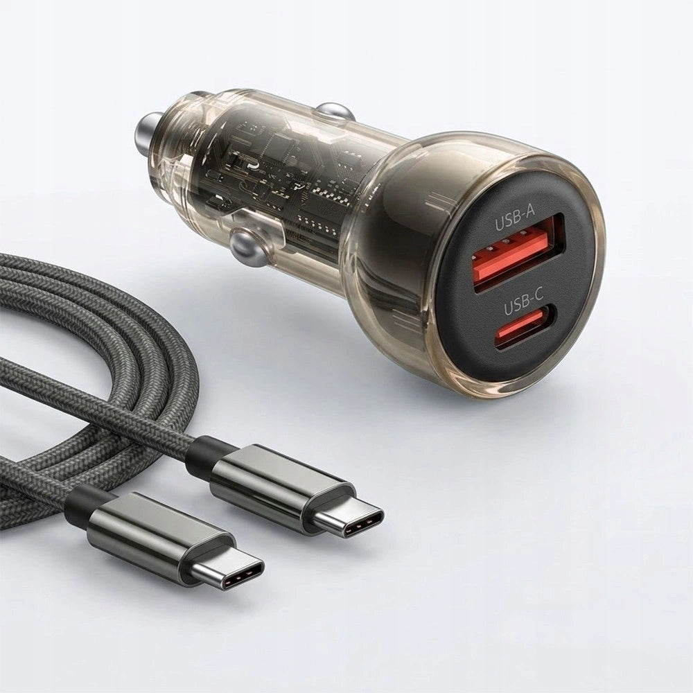 FAST CAR CHARGER 2in1 USB/USB-C 60W TYPE-C CABLE 1m POWERFUL Manufacturer code 5902493351902