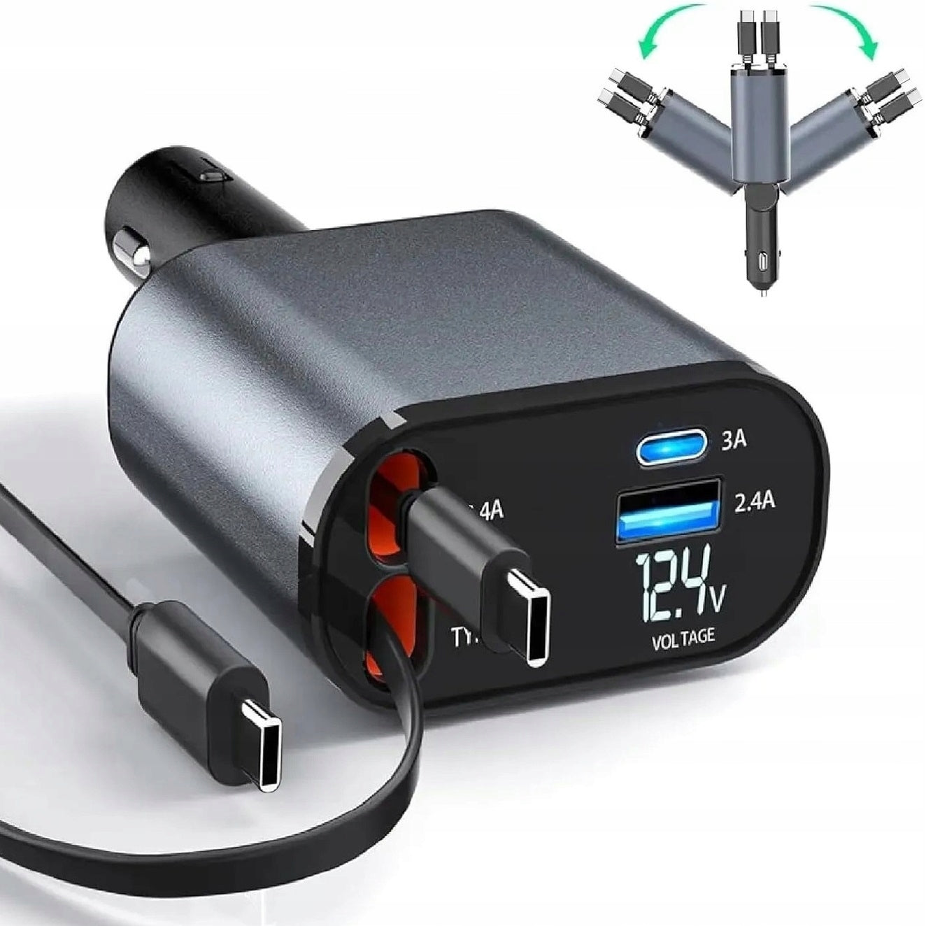 FAST! CAR CHARGER QC 4in1 JOINT RETRACTOR 120W TYPE-C TYPE-A