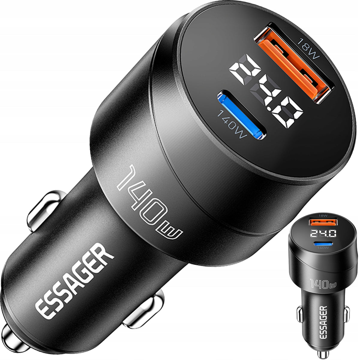 FAST CAR CHARGER USB USB-C QC 3.0 PD 140W FOR CIGARETTE LIGHTER LAPTOP Packaging status original