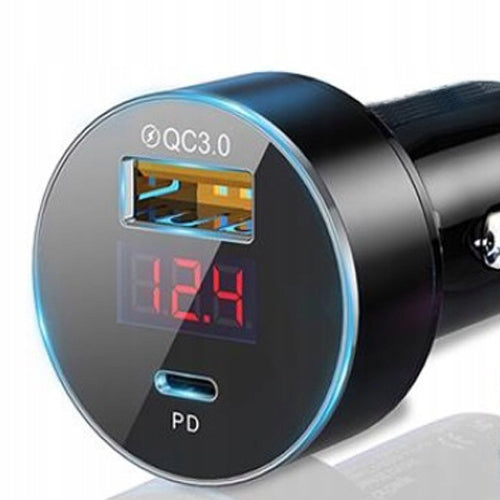 FAST CAR CHARGER WITH VOLTMETER USB QC 3.0 + USB Type C EAN (GTIN) 0087957453028