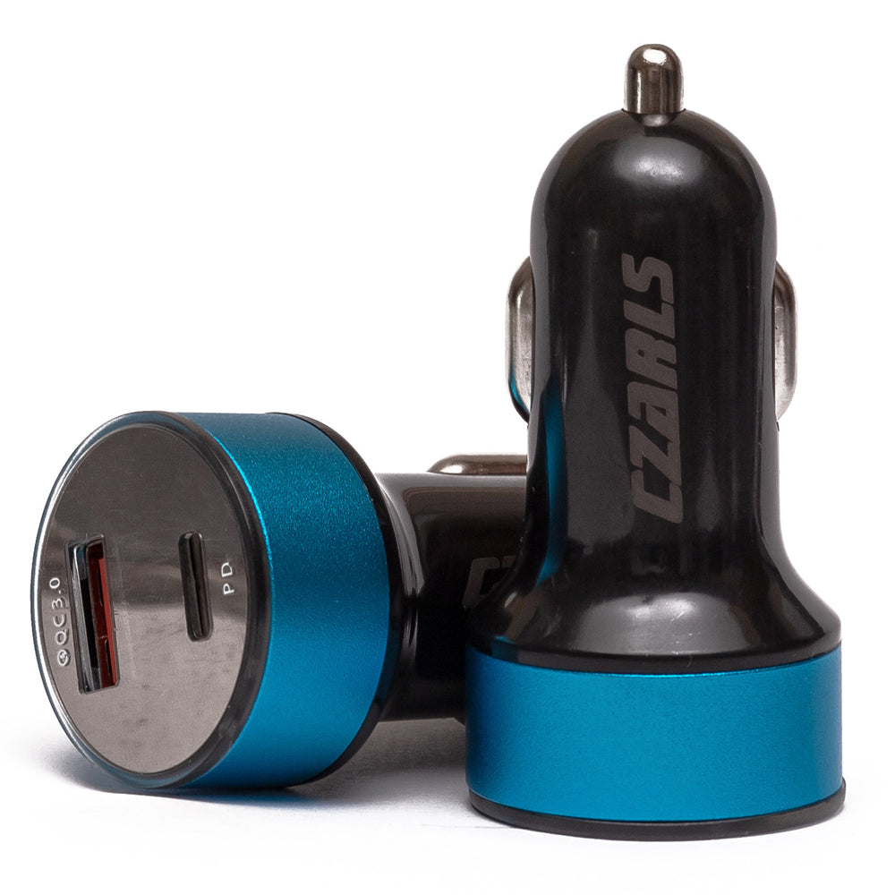 FAST CAR CHARGER WITH VOLTMETER USB QC 3.0 + USB Type C