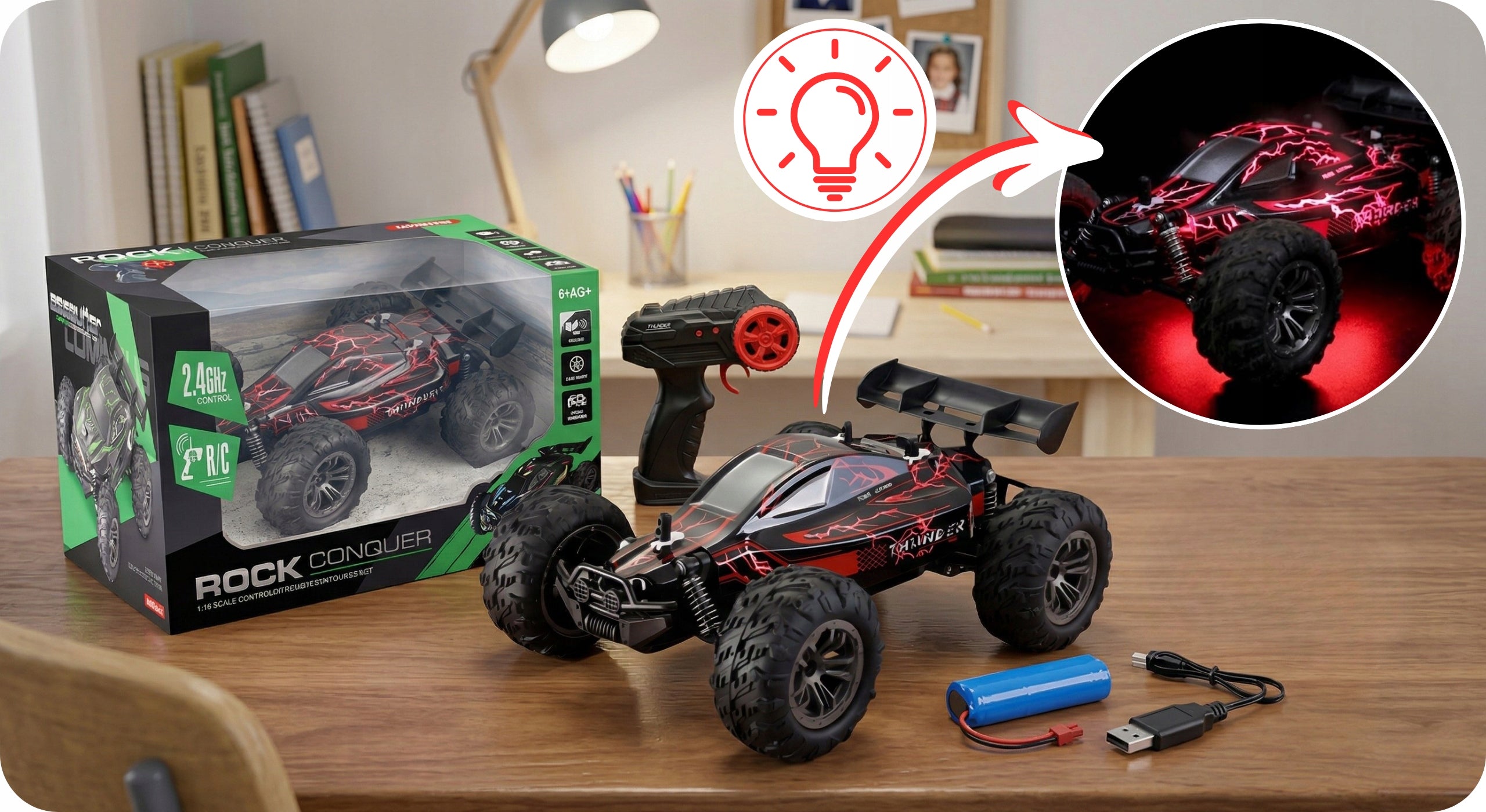 FAST CAR REMOTE CONTROLLED RC BUGGY GLOWING LED BATTERY REMOTE CONTROL Packaging status original