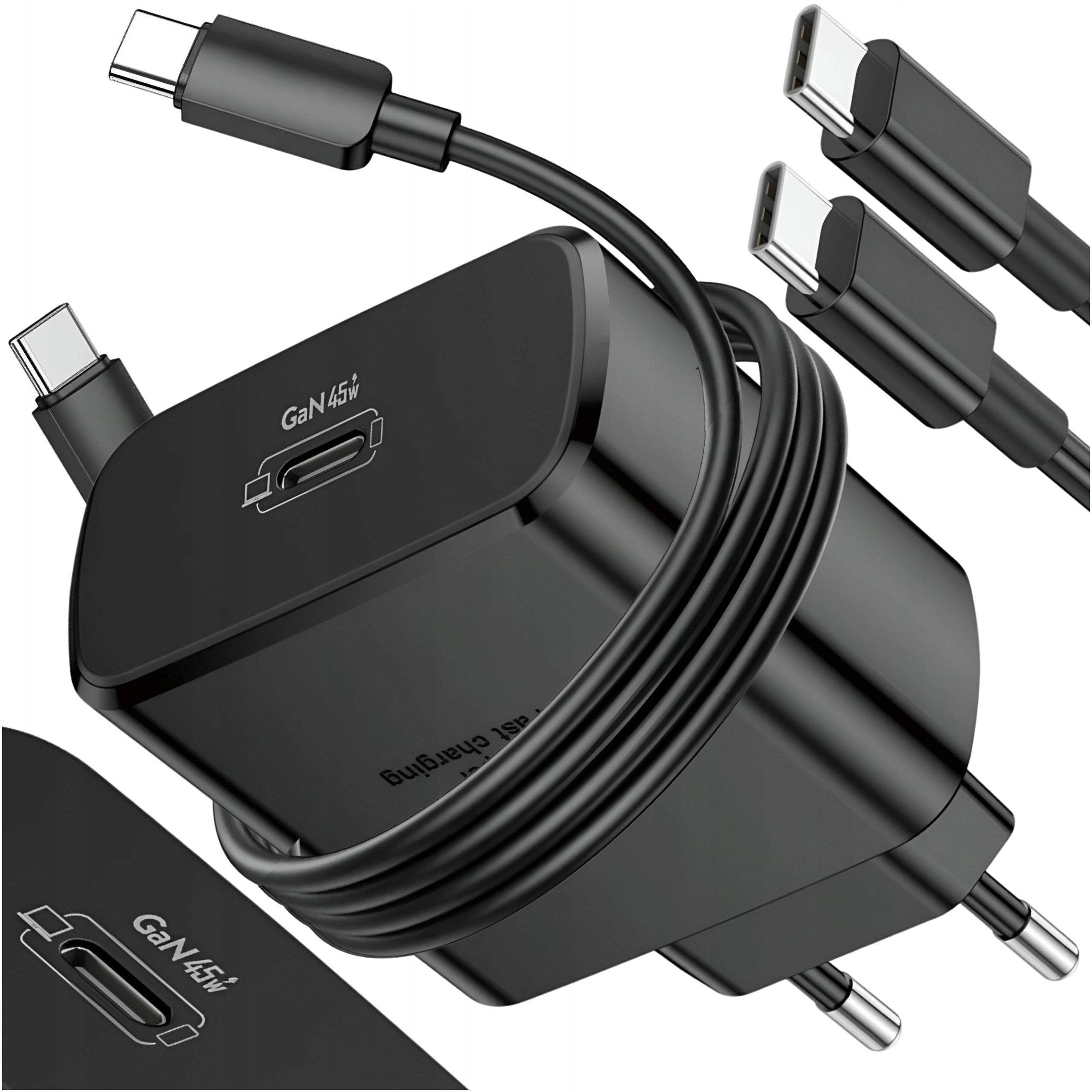 FAST CHARGER 45W GAN USB-C TYPE-C PD 3.0 QC 3.0 CUBE + CABLE