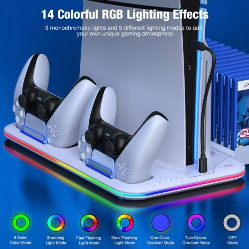 FAST CHARING SINK WITH RGB LIGHT FOR PS5 SLIM/PS5 CONSOLE RADIATING BRACKET Manufacturer code DZ504-WH