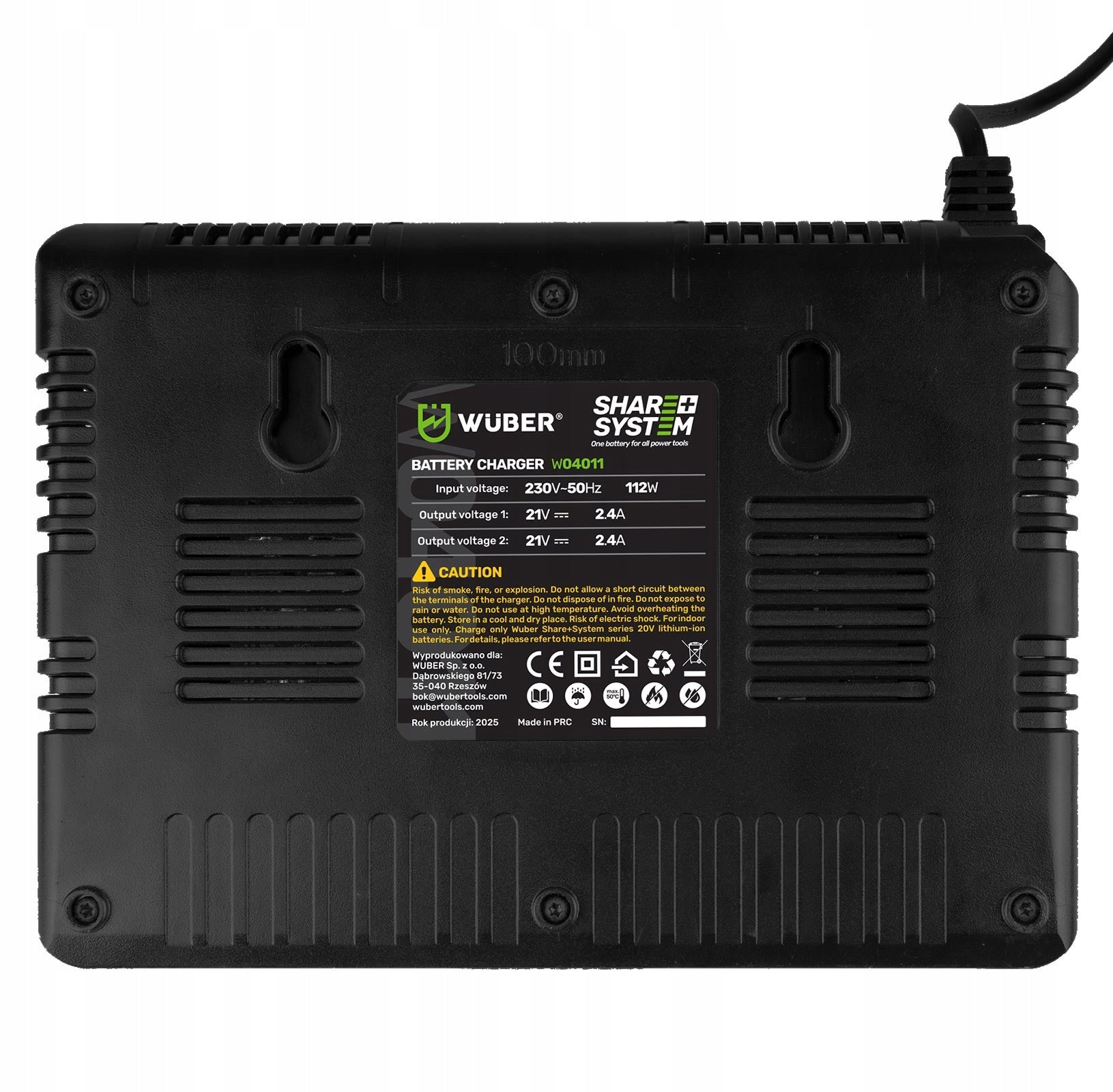 FAST DUAL CHARGER FOR BATTERIES 21.5 V WUBER SHARE+SYSTEM Manufacturer code W04011 PODWÓJNA ŁADOWARKA DO BATERII