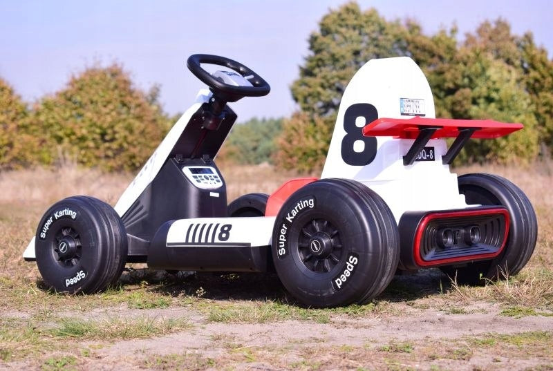 FAST FANCY GO-KART FOR 12V BATTERY, ADJUSTABLE - EXTENDABLE FRAME, SUPER WITH Color white