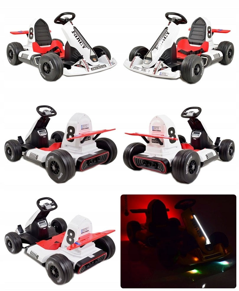 FAST FANCY GO-KART FOR 12V BATTERY, ADJUSTABLE - EXTENDABLE FRAME, SUPER WITH Vehicle width 65 cm