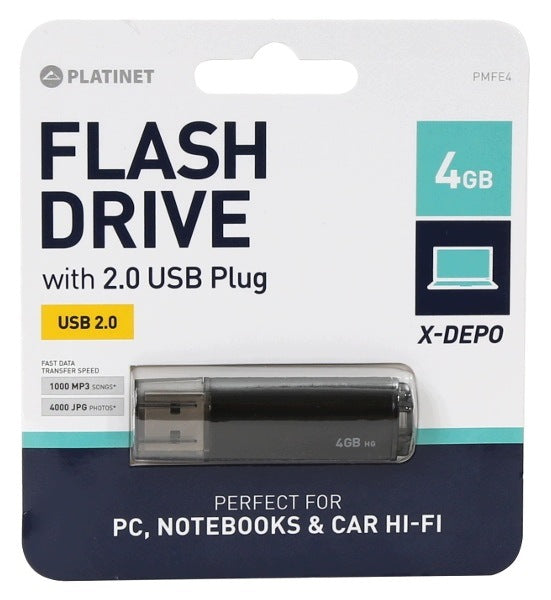 FAST FLASH DRIVE MEMORY 4GB PLATINET USB 2.0 4GB X-Depo Packaging status original