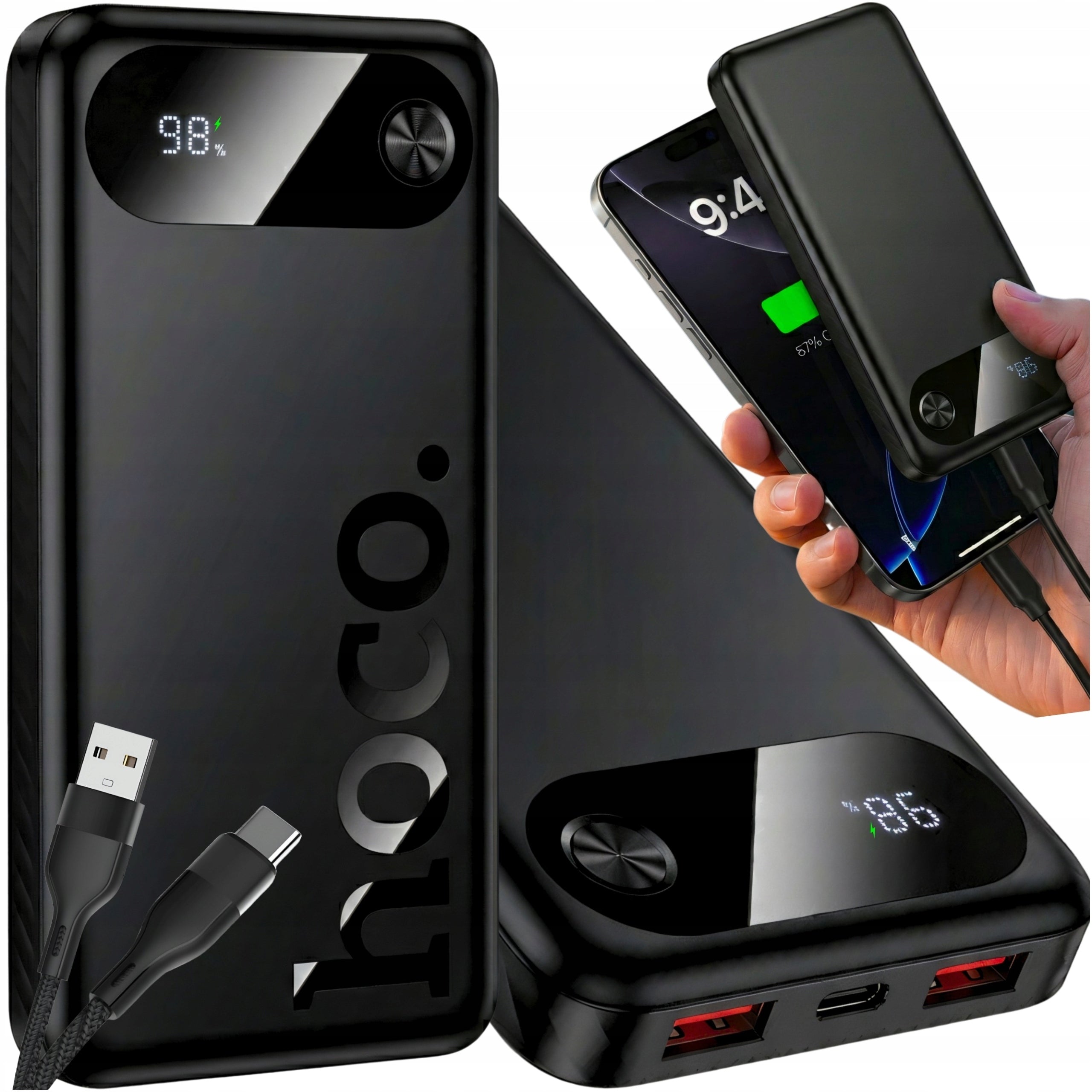 FAST POWERBANK 10000 mAh 22,5W 2x USB QC 3.0 USB-C PD 3.0 TRAVEL LIGHTWEIGHT