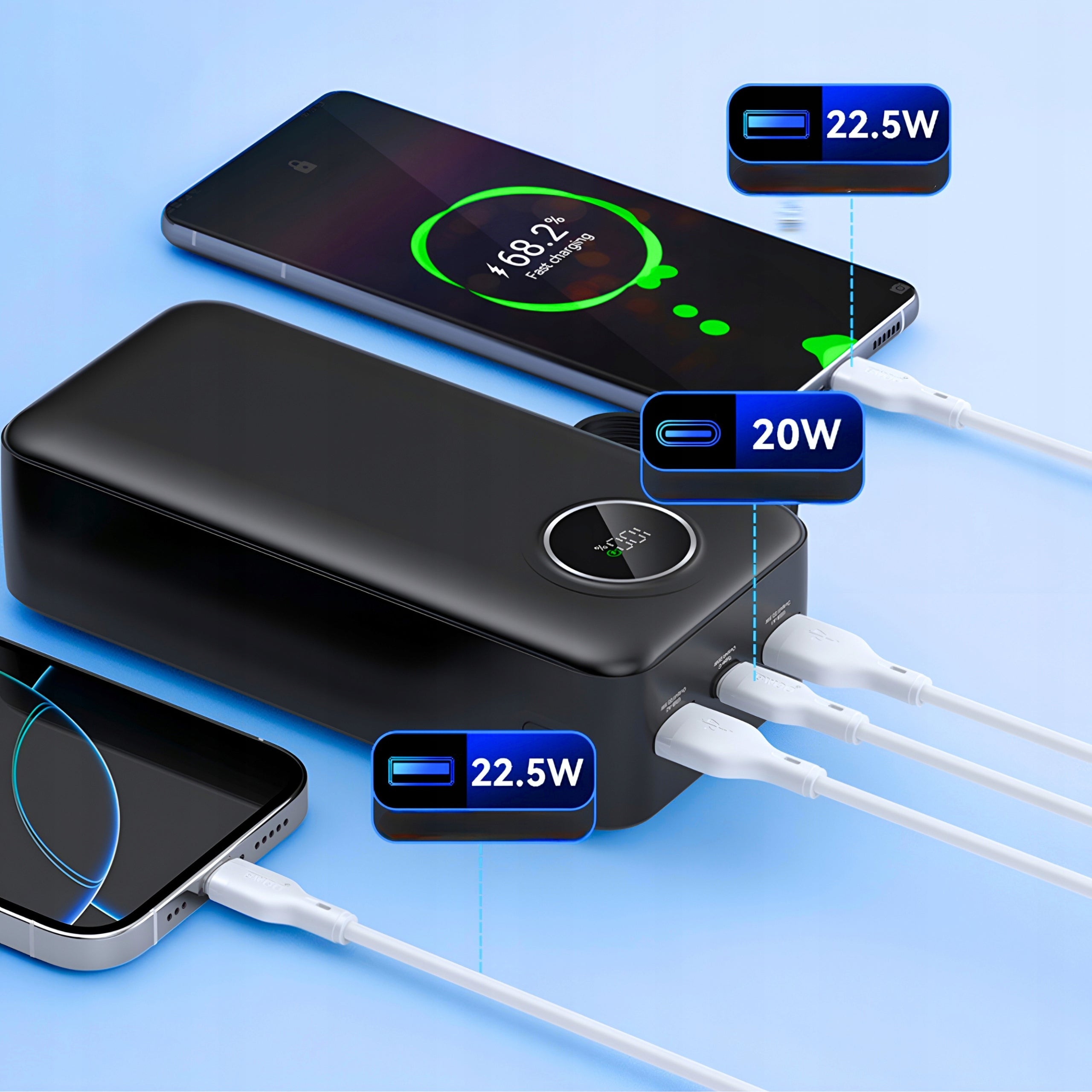 FAST POWERBANK 30000mAh 22,5W QC 3.0 2x USB A PD USB-C POWER BANK POWERFUL Brand Matnox