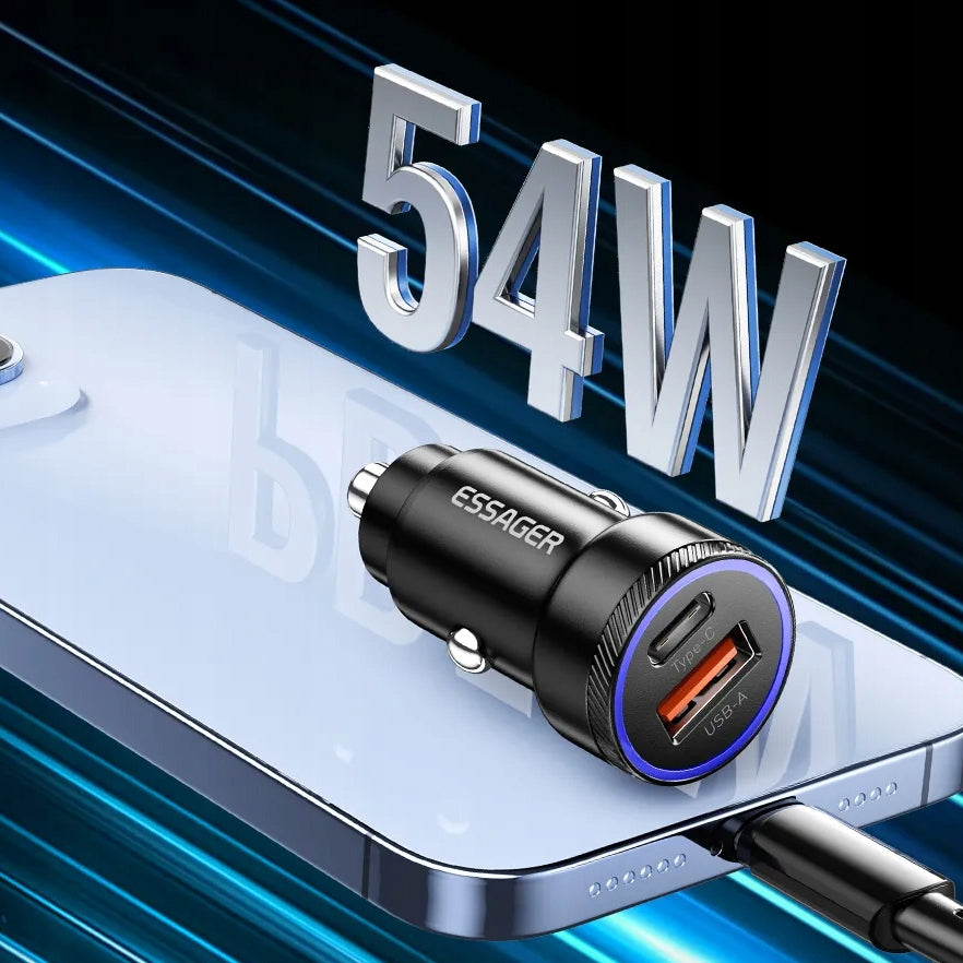 FAST POWERFUL 54W USB Car Charger for QC3.0 PD 3.0 USB-C Phone Manufacturer code ECCPQ-KX0G-P