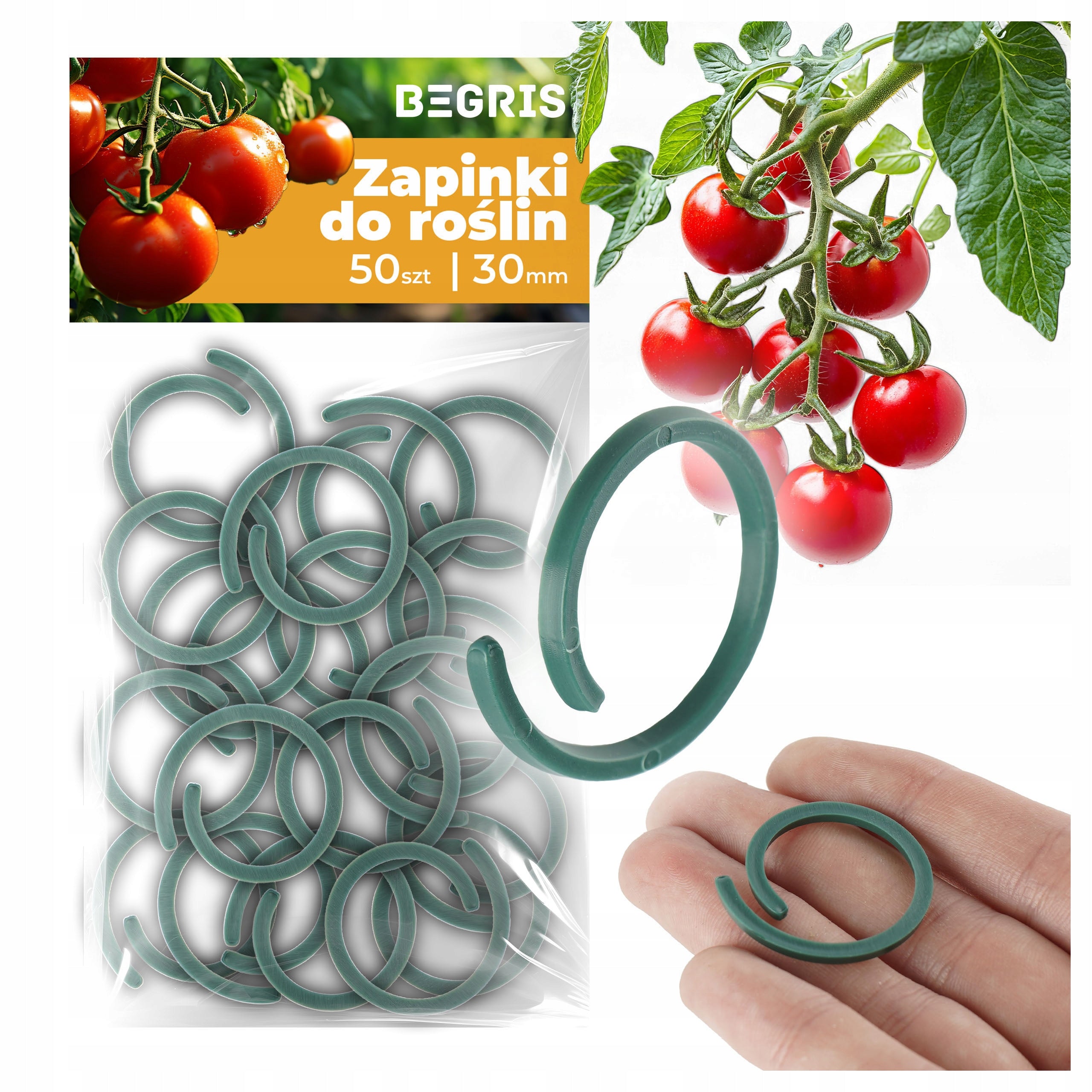 FASTENERS FOR FIXING TOMATO PLANTS STEMS OF PEDES ON POLES 50 PCS ROUND