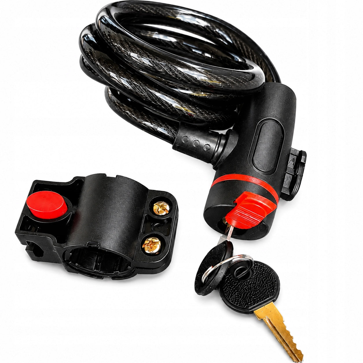 FASTENING BICYCLE CABLE SPIRAL WITH KEY THICK STRONG LOCK Model ZAPIĘCIE SPIRALA KLUCZ 10X900MM HULAJNOGA ROWER