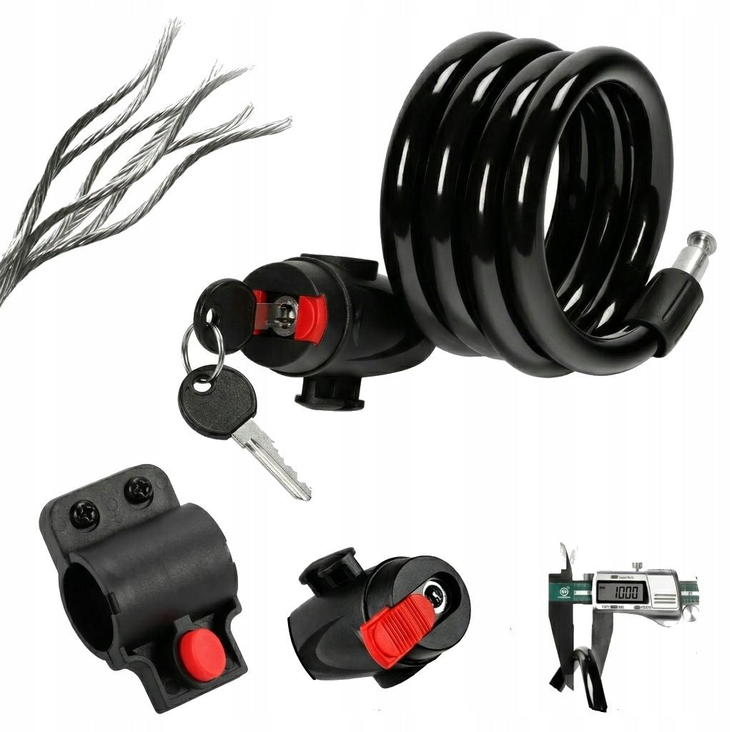 FASTENING BICYCLE CABLE SPIRAL WITH KEY THICK STRONG LOCK