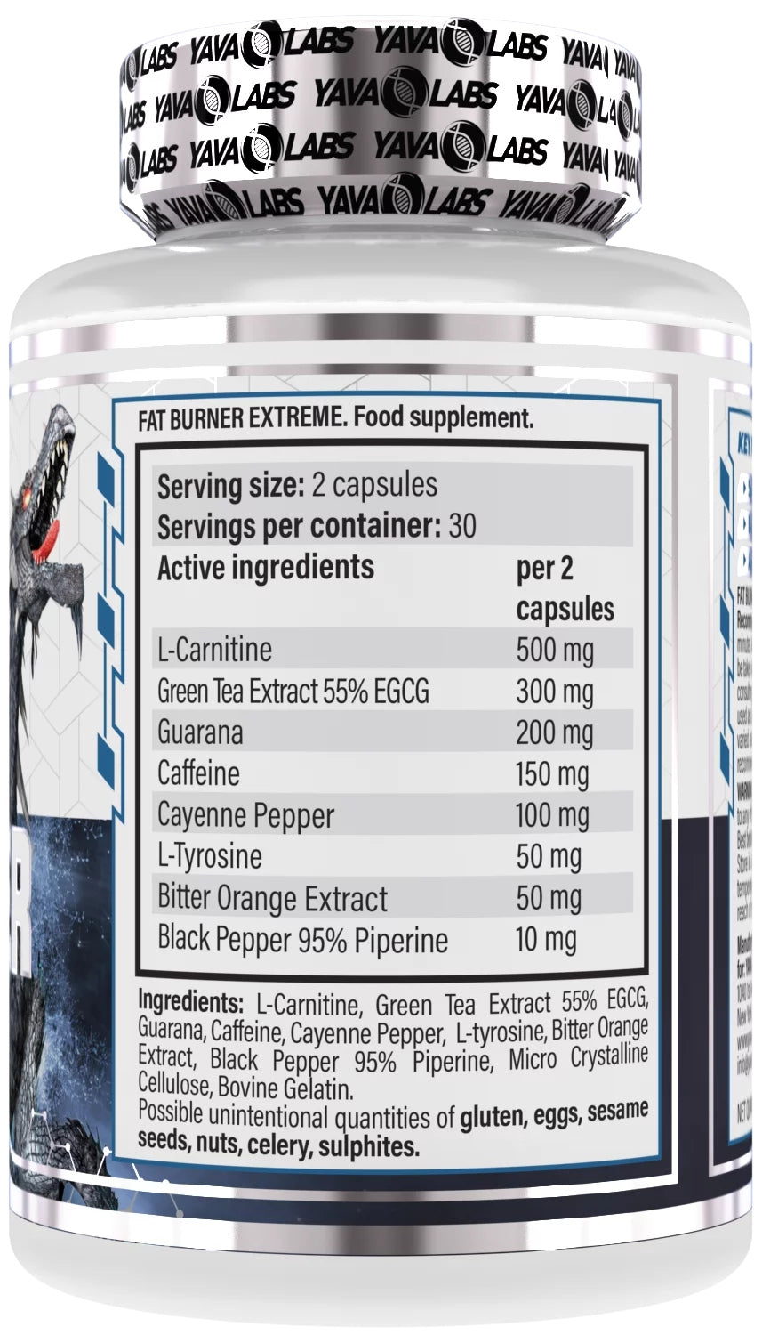 FAT BURNER EXTREME 60 CAPS YAVA LABS Expiration date at least 1 year from the date of purchase
