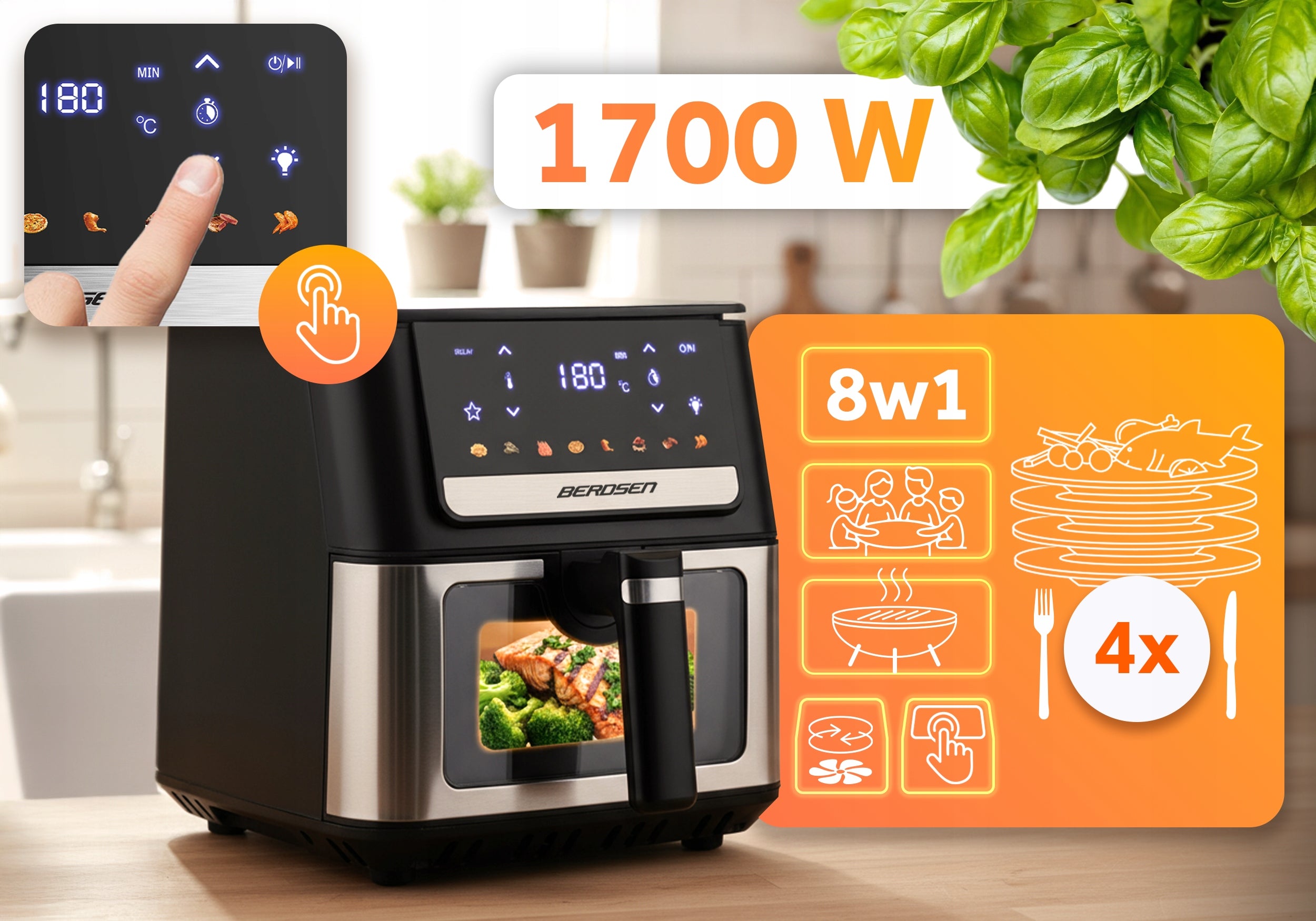 FAT-FREE AIR FRYER 6,5L BERDSEN 1700W Manufacturer code 365500