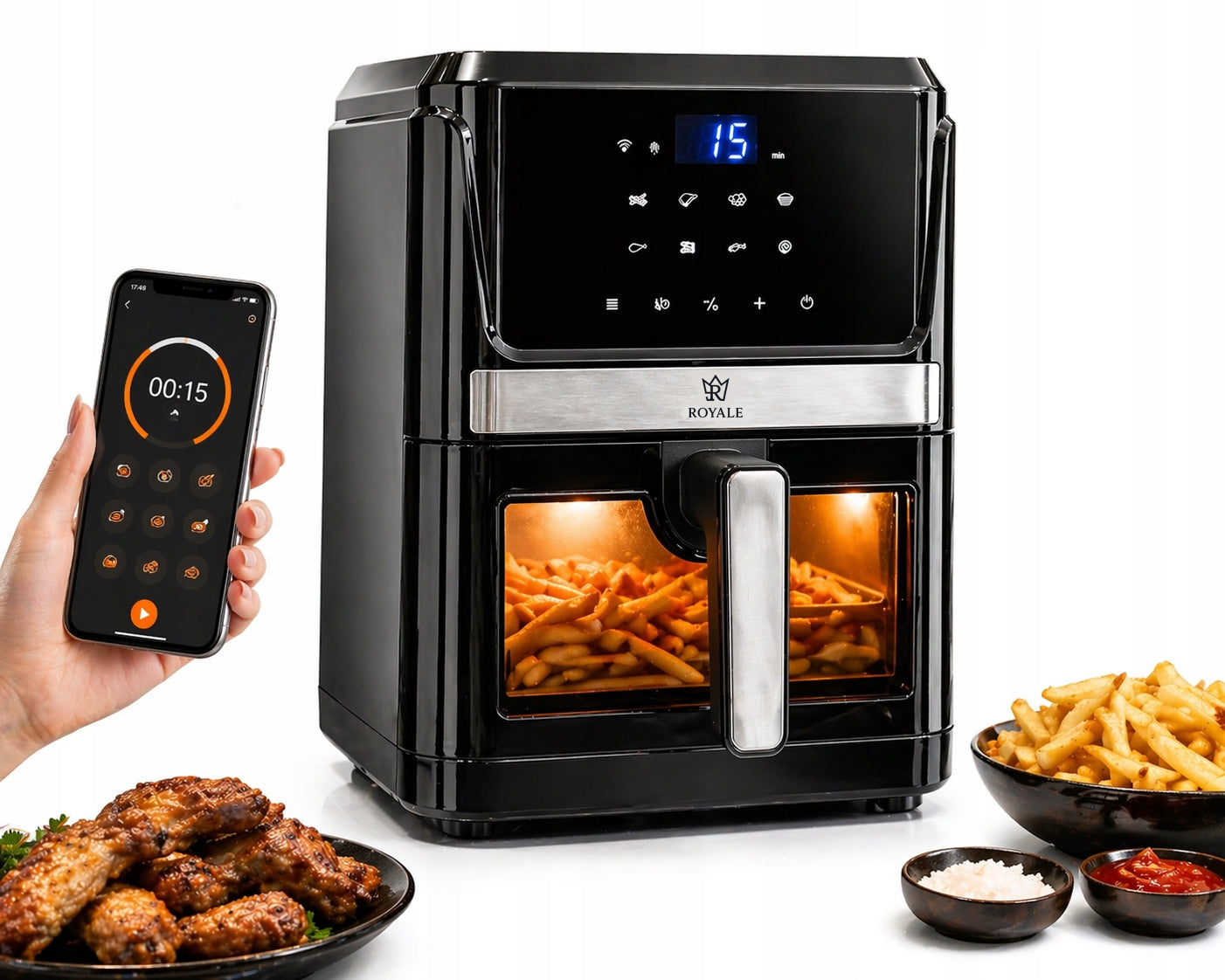 FAT FREE AIR FRYER LARGE 8L APPLICATION WiFi XXL