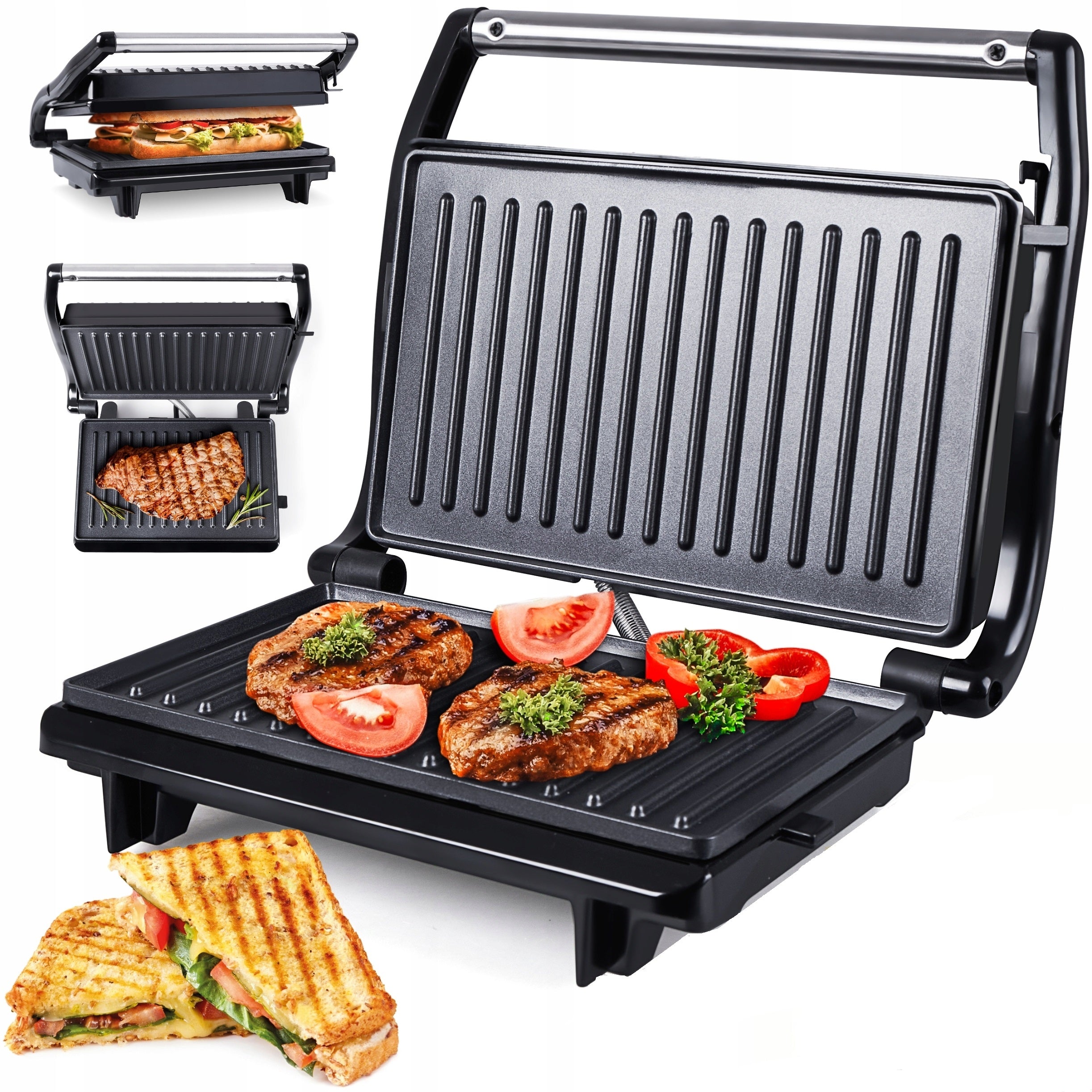 FAT FREE ELECTRIC GRILL STEEL INOX COMPACT 700W