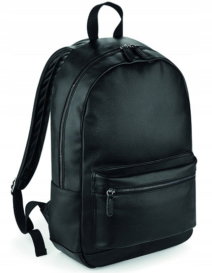 FAUX LEATHER FASHION BACKPACK ELEGANT ROOMY BAGBASE BLACK