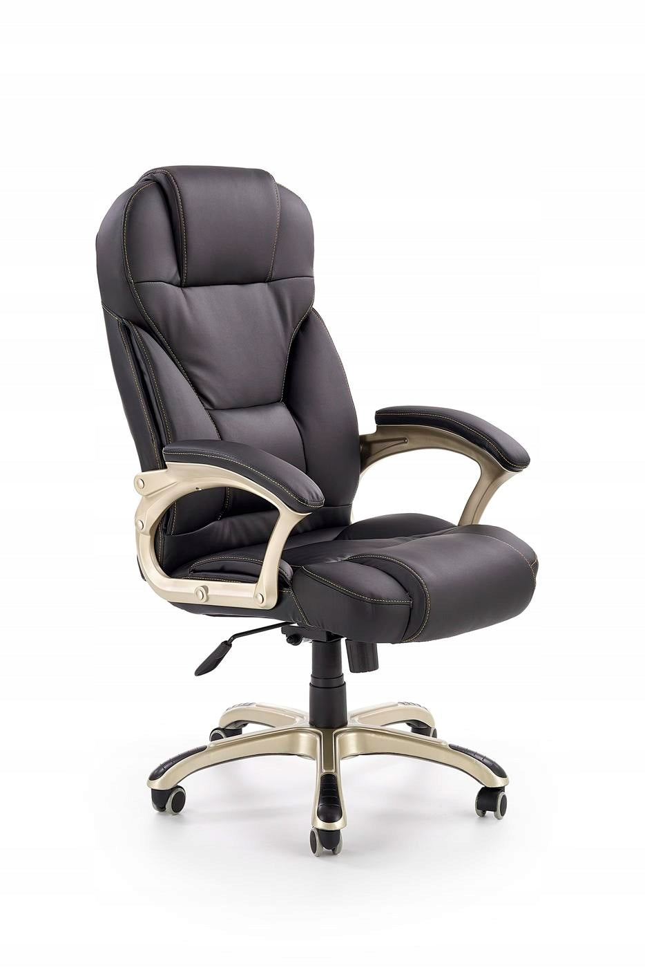 FAUX LEATHER SWIVEL CHAIR BLACK DESMOND RUBBER WHEELS