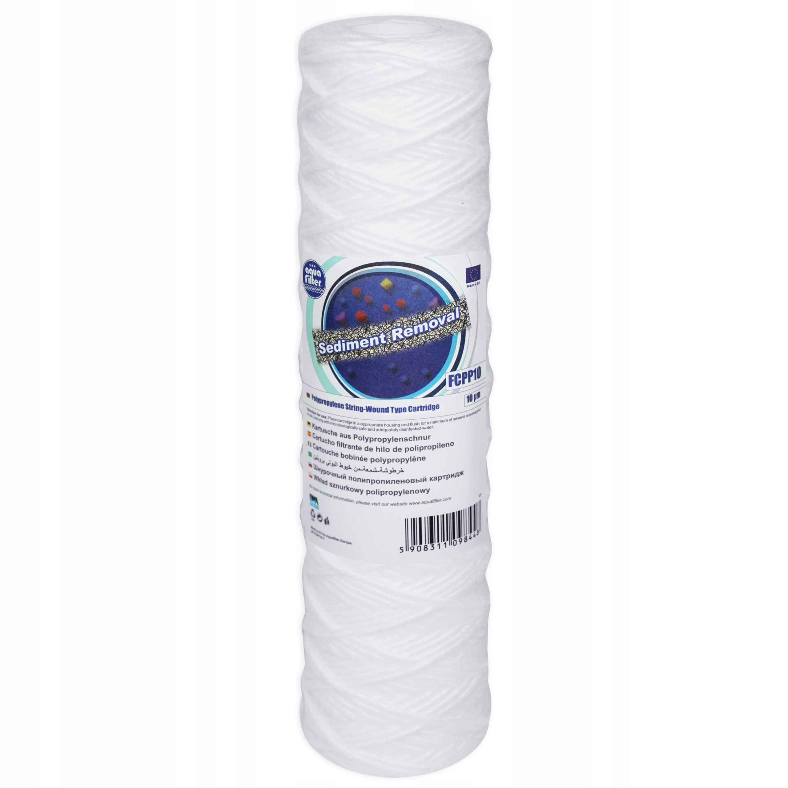 FCPP10 10 inches, string insert, string, AQUAFILTER EUROPE, 10 microns.