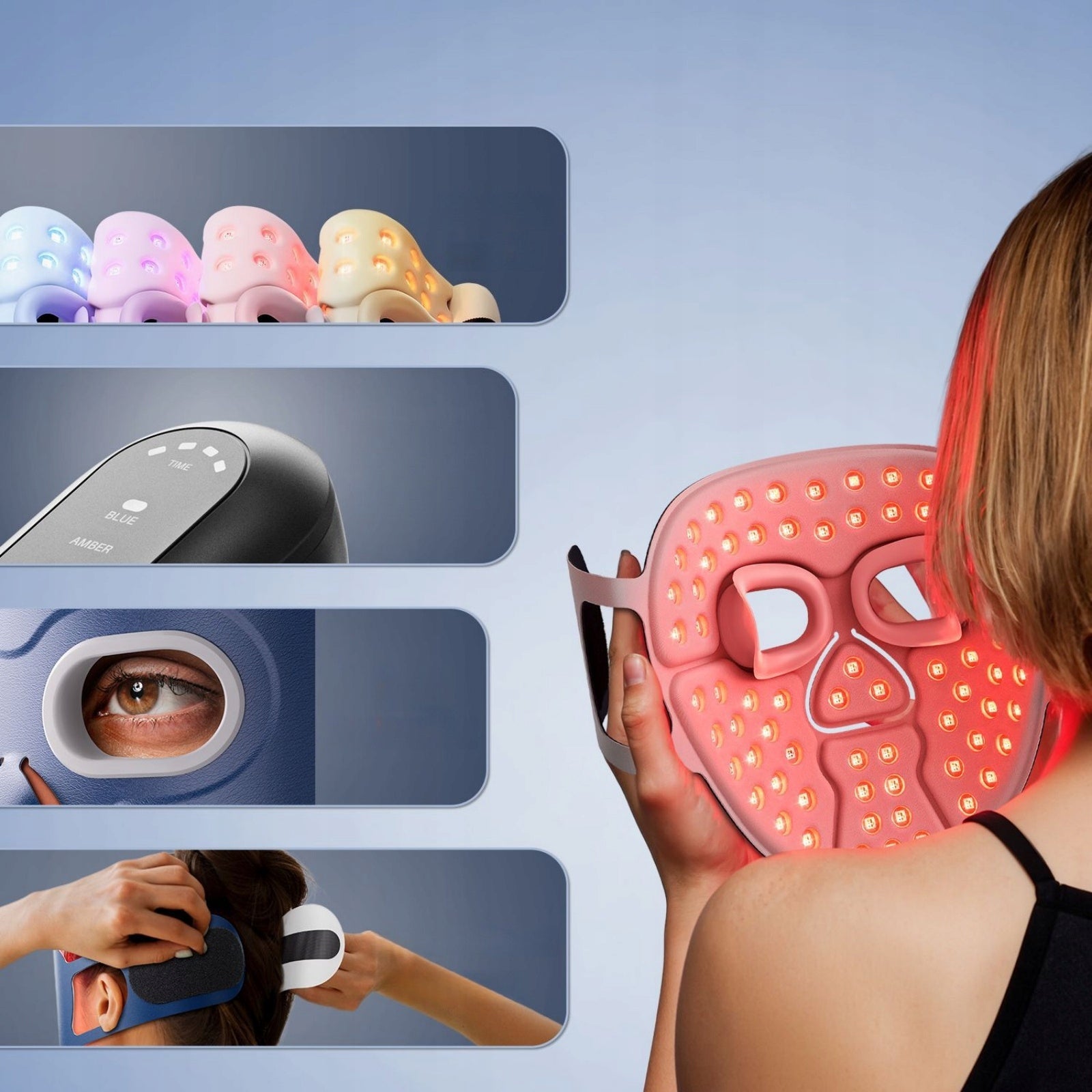 FDA Cleared Red Light Therapy Mask, 280 LEDs Quad-Chips for Face Care,Blue Manufacturer code EEE-PC-042