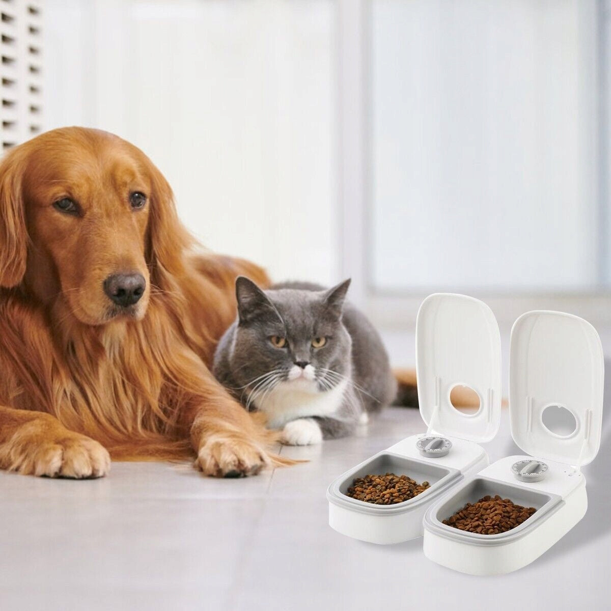 FEEDER FOOD DISPENSER AUTOMATIC TIME FOR CAT DOG BOWL Brand Bedee