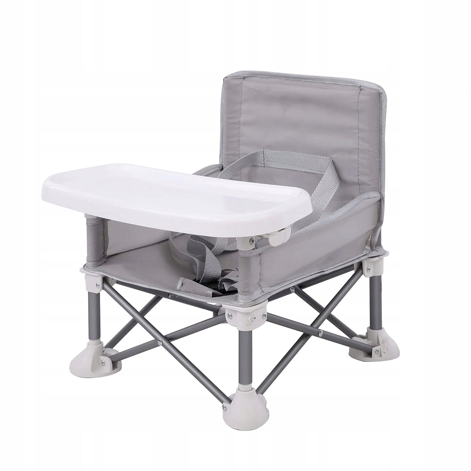 FEEDING SEAT WITH BACK POCKET FOR ACCESSORIES AND FOLDING DESIGN Color shades of gray and silver