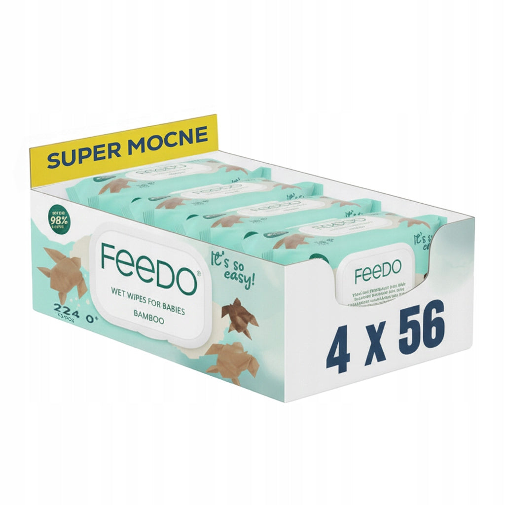 FEEDO Bamboo Wet Wipes Biodegradable 224pcs MOST DURABLE