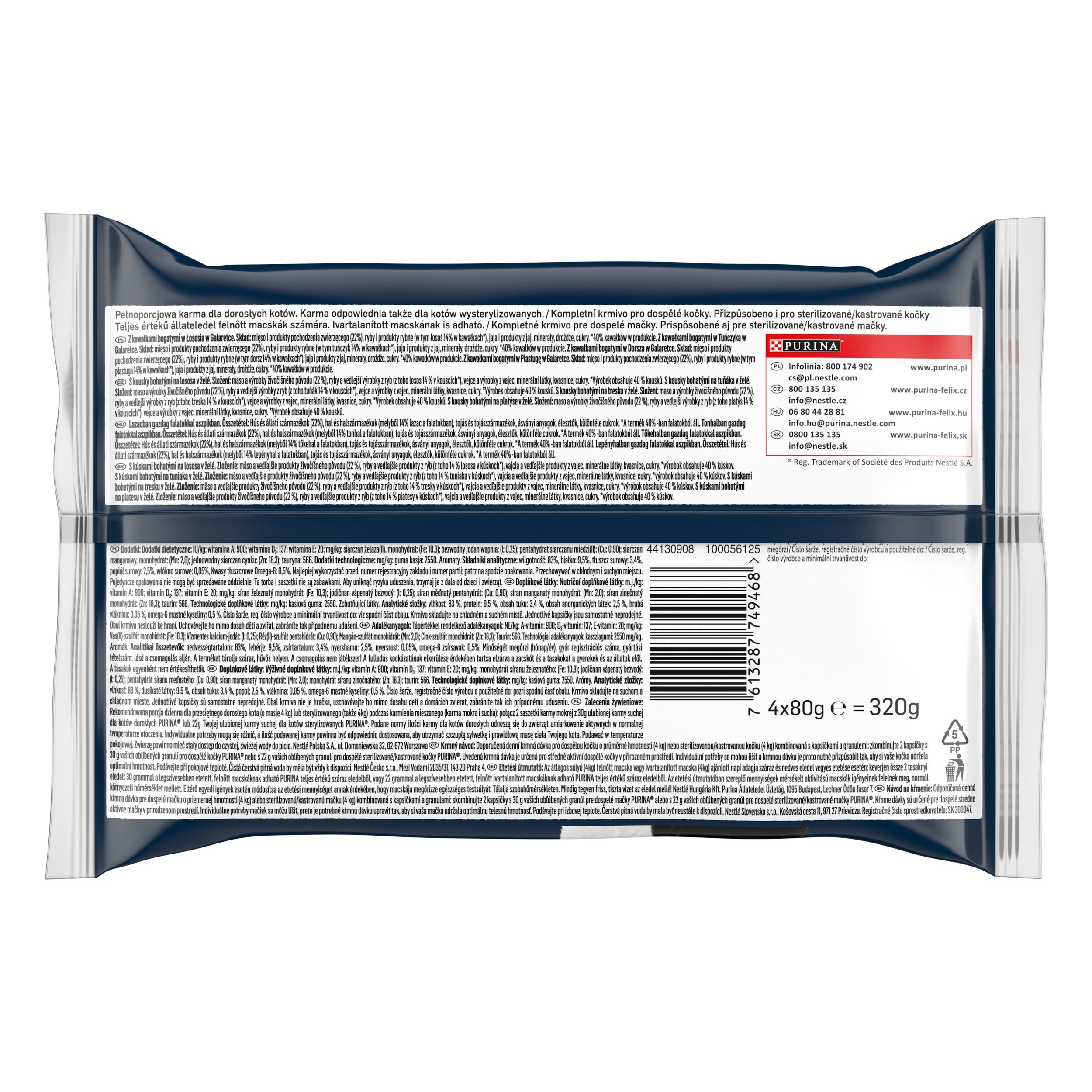 FELIX DELICIOUSLY SLICED Fish Flavors (4 x 80g Pouches) Brand Felix