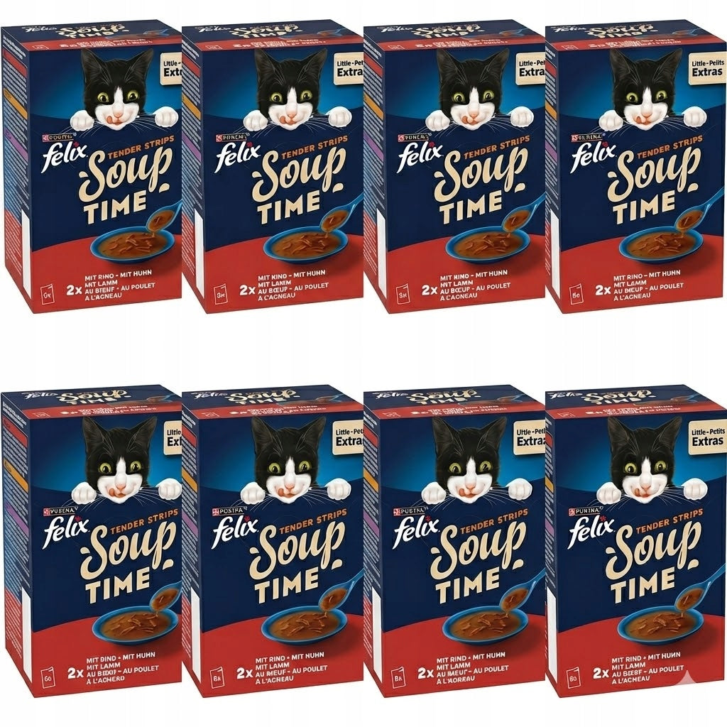 FELIX SOUP TENDER STRIPS 48x48g SOUP MIX MEAT FLAVOR CAT SOUP SACHETS