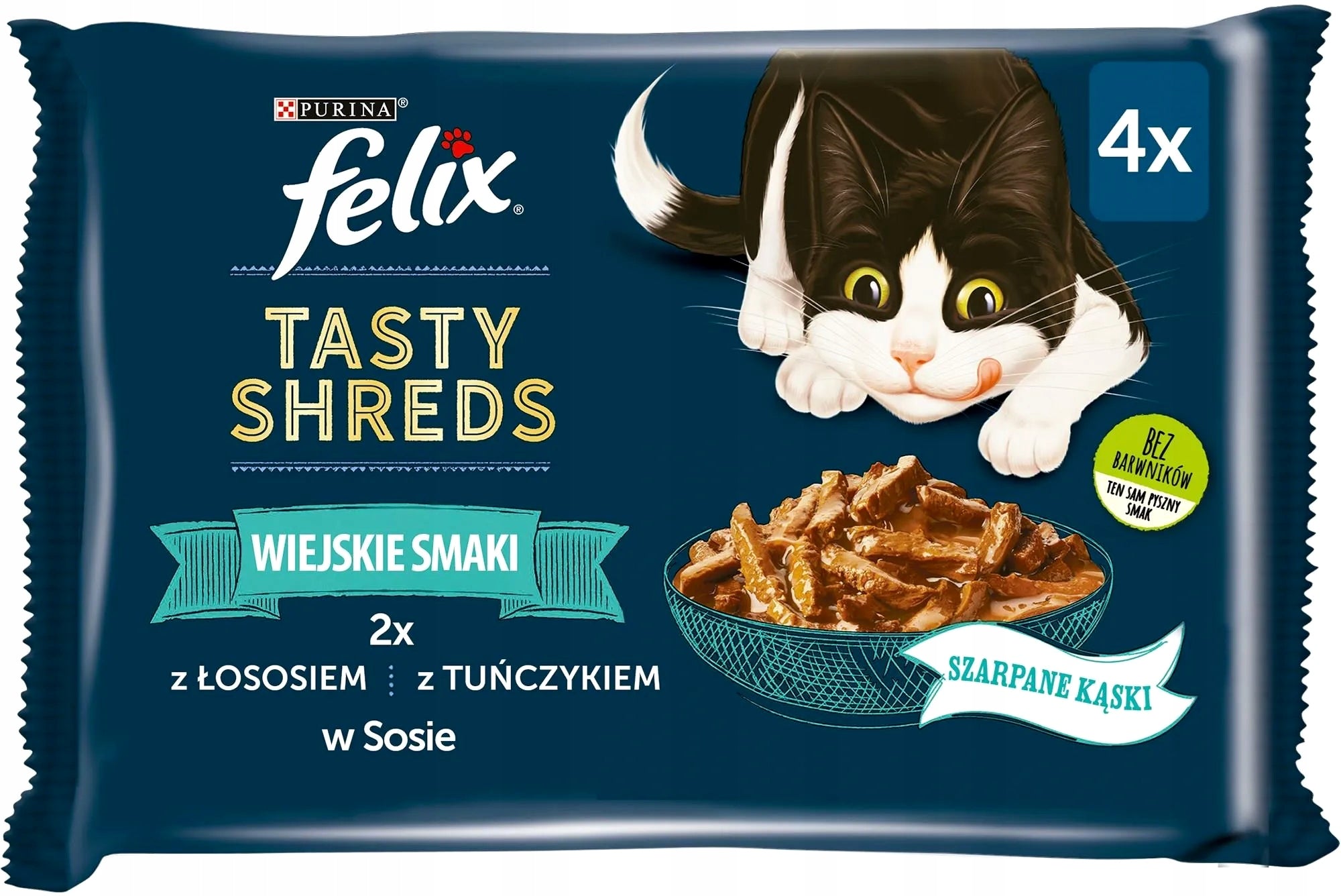 FELIX TASTY SHREDS Wet cat food Salmon Tuna 4x80g
