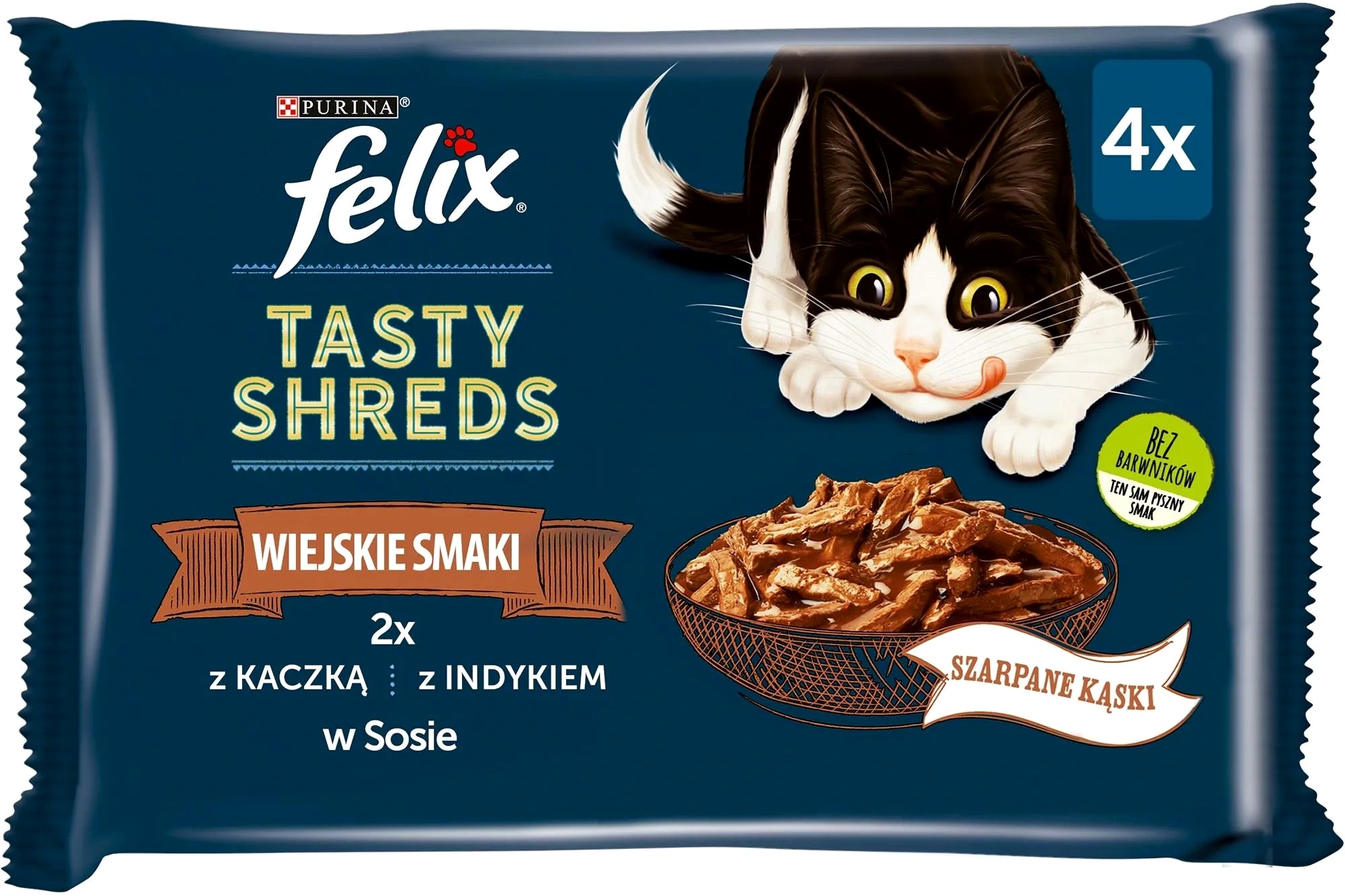 FELIX TASTY SHREDS wet cat food 4x80g Duck Turkey