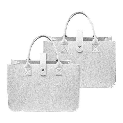 FELT BAG FOR SHOPPING FOLDING GREY FOR WORK TRAVEL 2 PCS FOR HOME Brand no brand