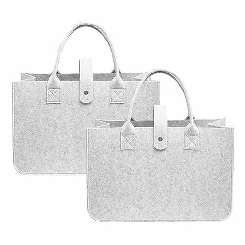 FELT BAG FOR SHOPPING FOLDING GREY FOR WORK TRAVEL 2 PCS FOR HOME