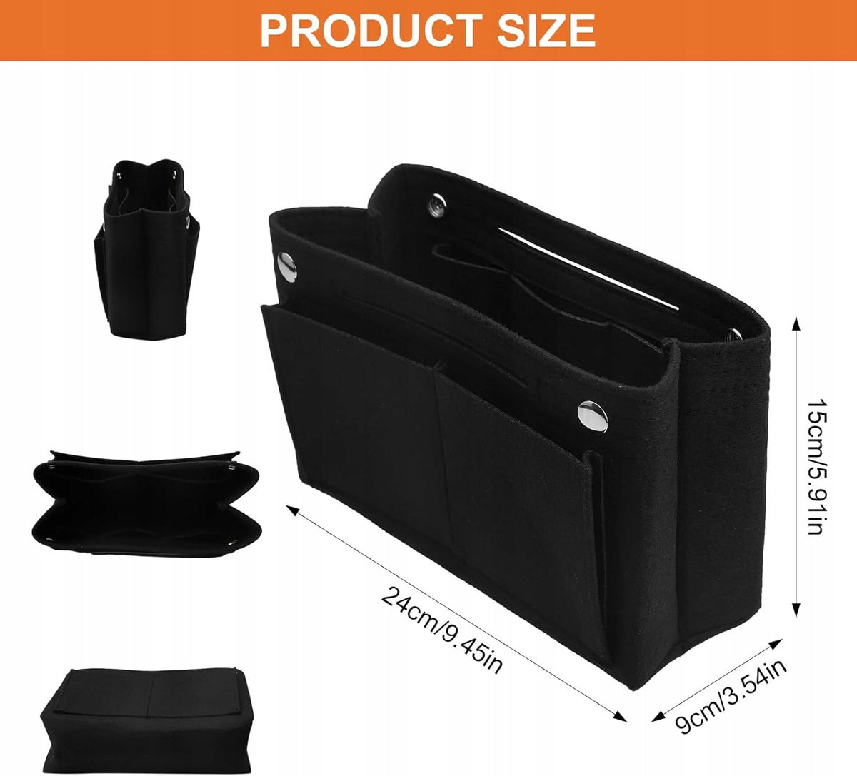 FELT BAG ORGANIZER 24X15X8 CM MULTIFUNCTIONAL Color transparent