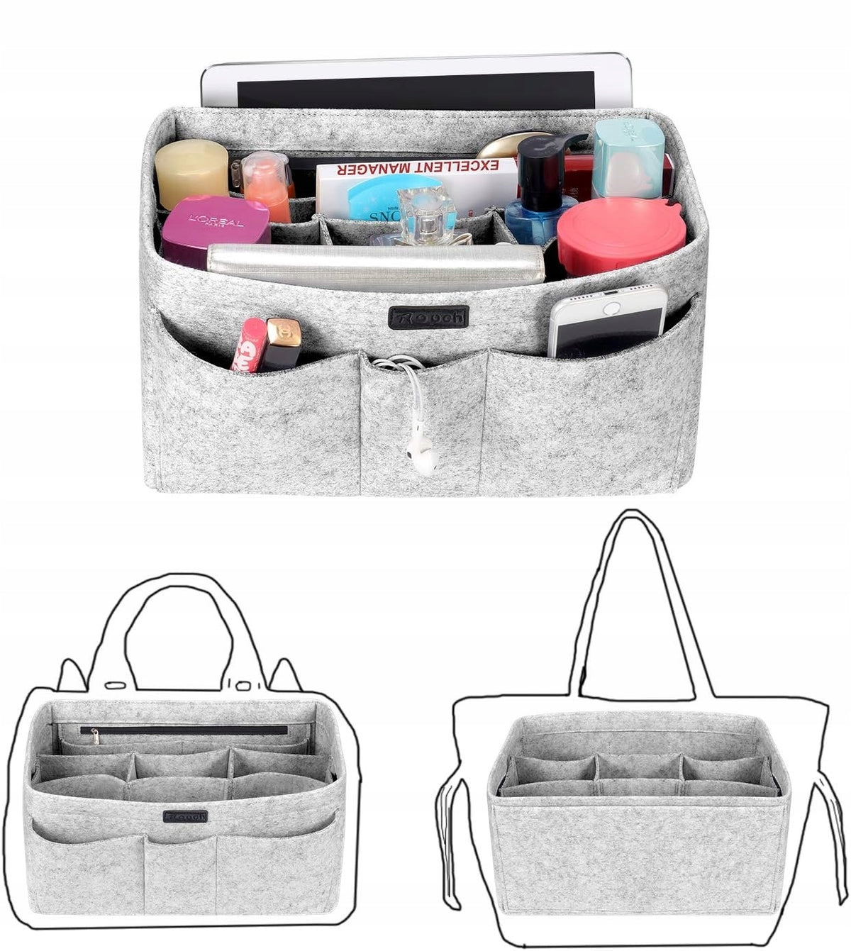 FELT BAG ORGANIZER BAG INSERT BAG IN BAG