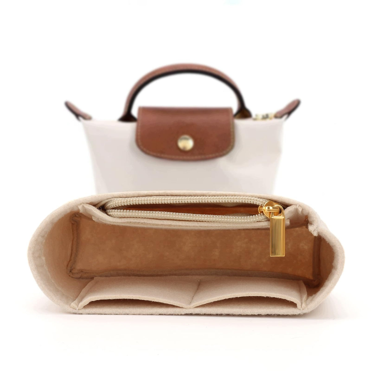 FELT BAG ORGANIZER BEIGE LONGCHAMP LE PLIAGE MINI 5 POCKETS