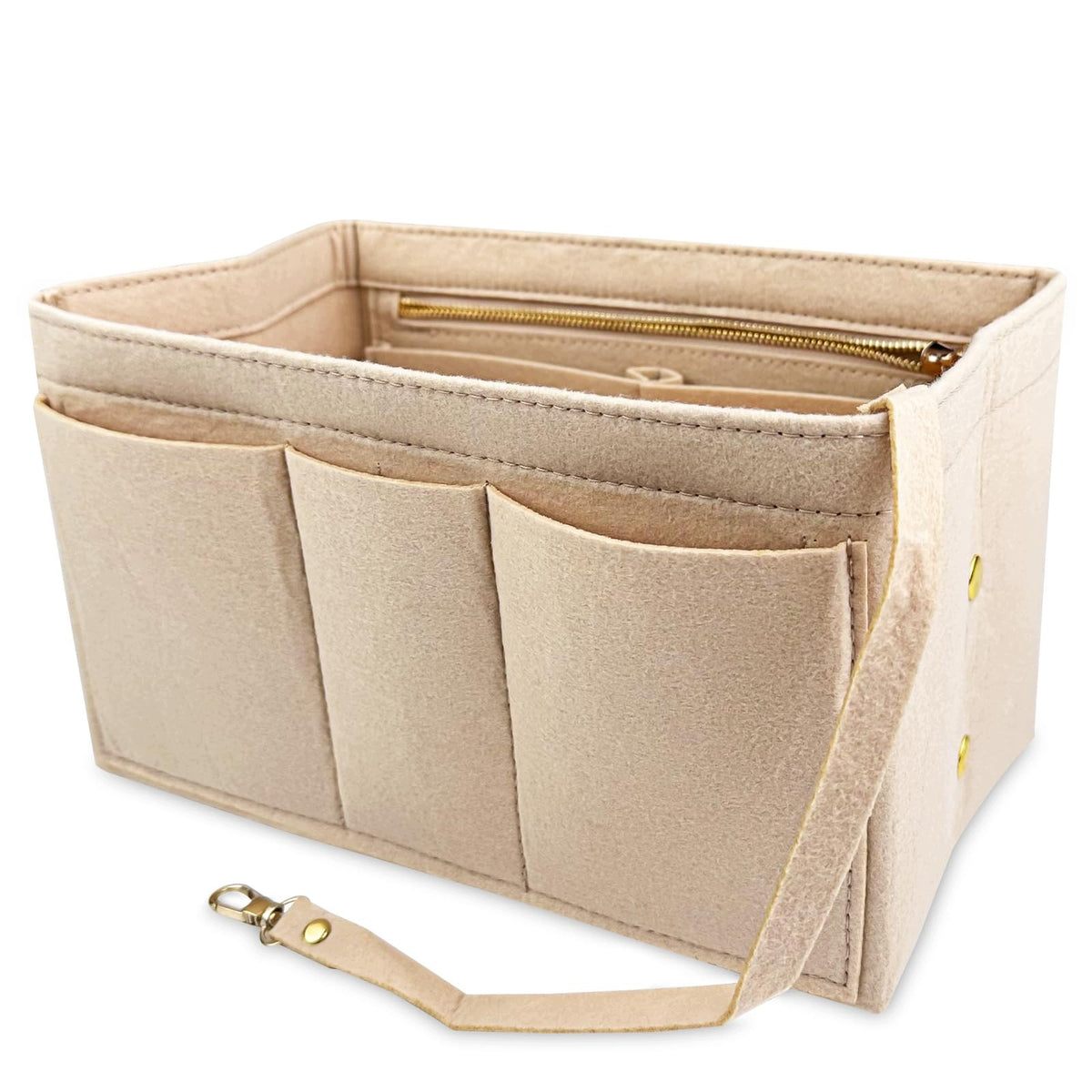 FELT BAG ORGANIZER BEIGE REMOVABLE POCKETS 12 COMPARTMENTS
