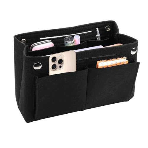 FELT BAG ORGANIZER BLACK 9 COMPARTMENTS FOR COSMETICS FOR WOMEN Color black