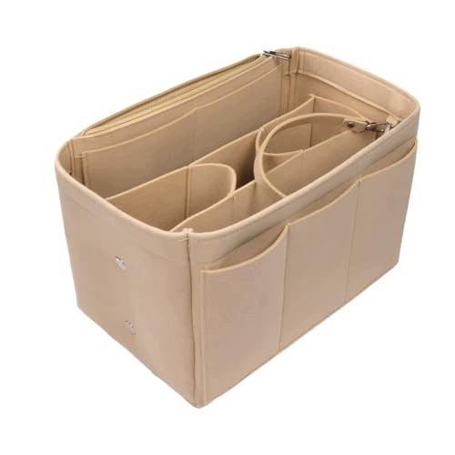 FELT BAG ORGANIZER REMOVABLE COMPARTMENTS FOR WOMEN GIFT Color beige