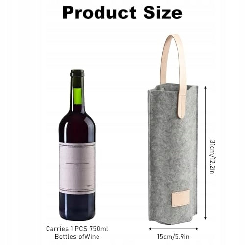 FELT BAGS FOR WINE BOTTLES GREY REUSABLE GIFT 6 PCS. Manufacturer code Bez marki