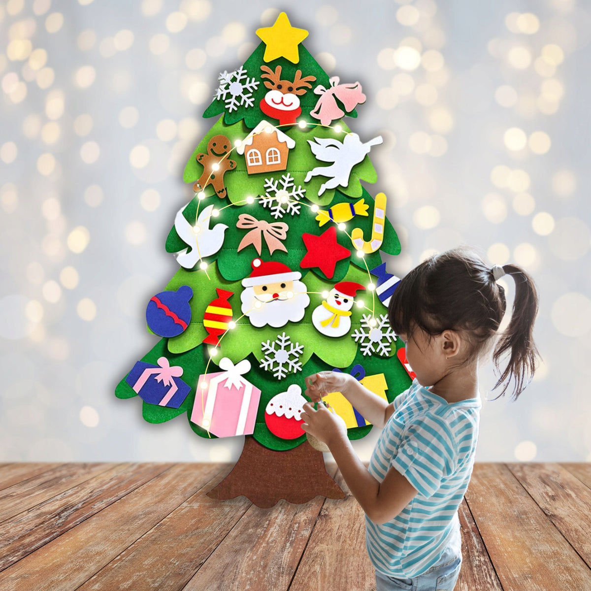 FELT CHRISTMAS TREE FELT LED TOY FOR KIDS CHRISTMAS DECORATIONS Packaging status original