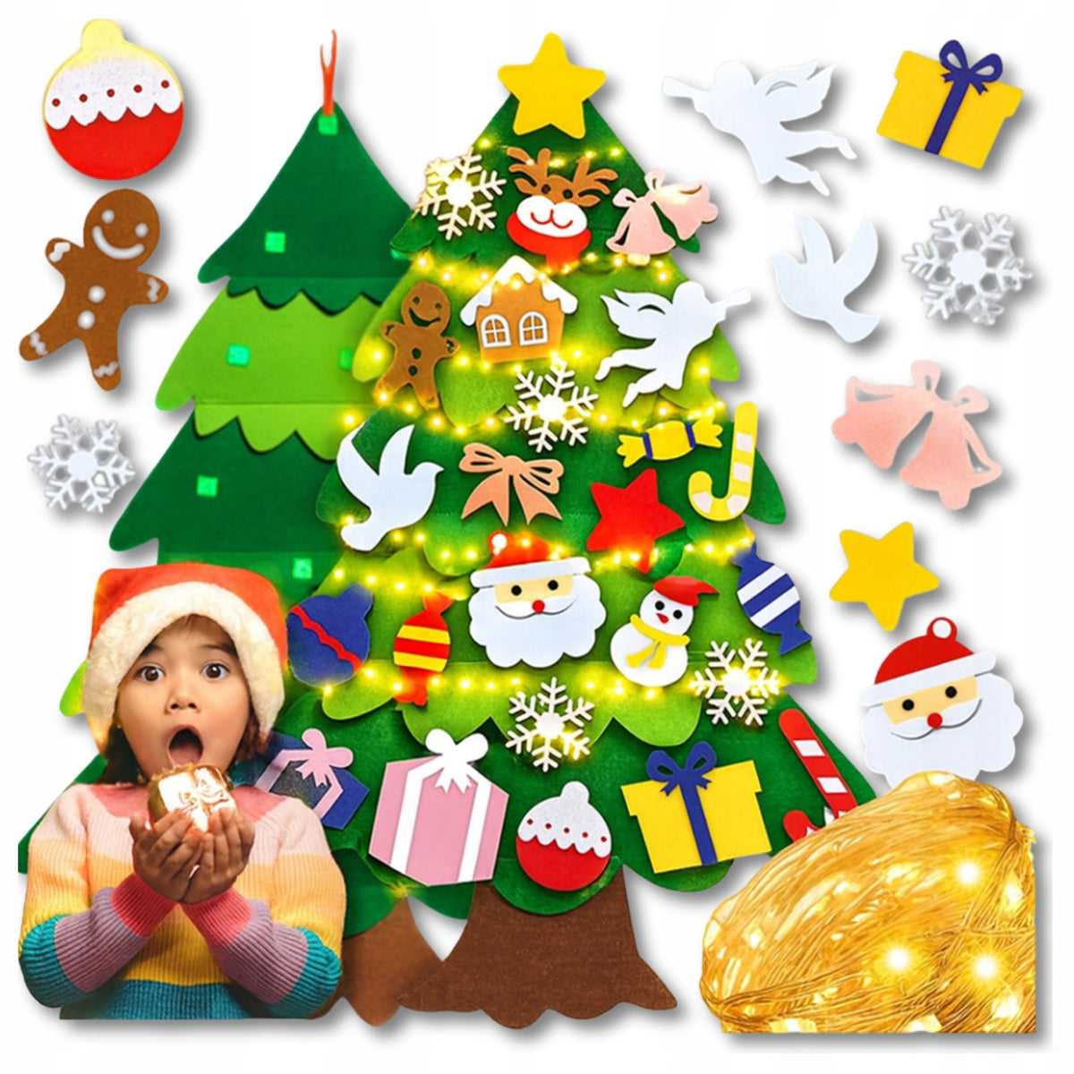 FELT CHRISTMAS TREE FELT LED TOY FOR KIDS CHRISTMAS DECORATIONS