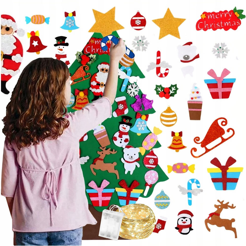 FELT CHRISTMAS TREE WITH FELT ORNAMENTS 100 CM CHRISTMAS FOR CHILDREN 28 EL